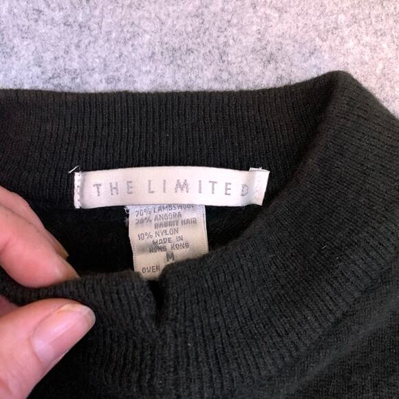 The Limited Dark Green Lambswool Angora Long Sleeve Sweater, Gold Buttons Size M - Picture 8 of 9